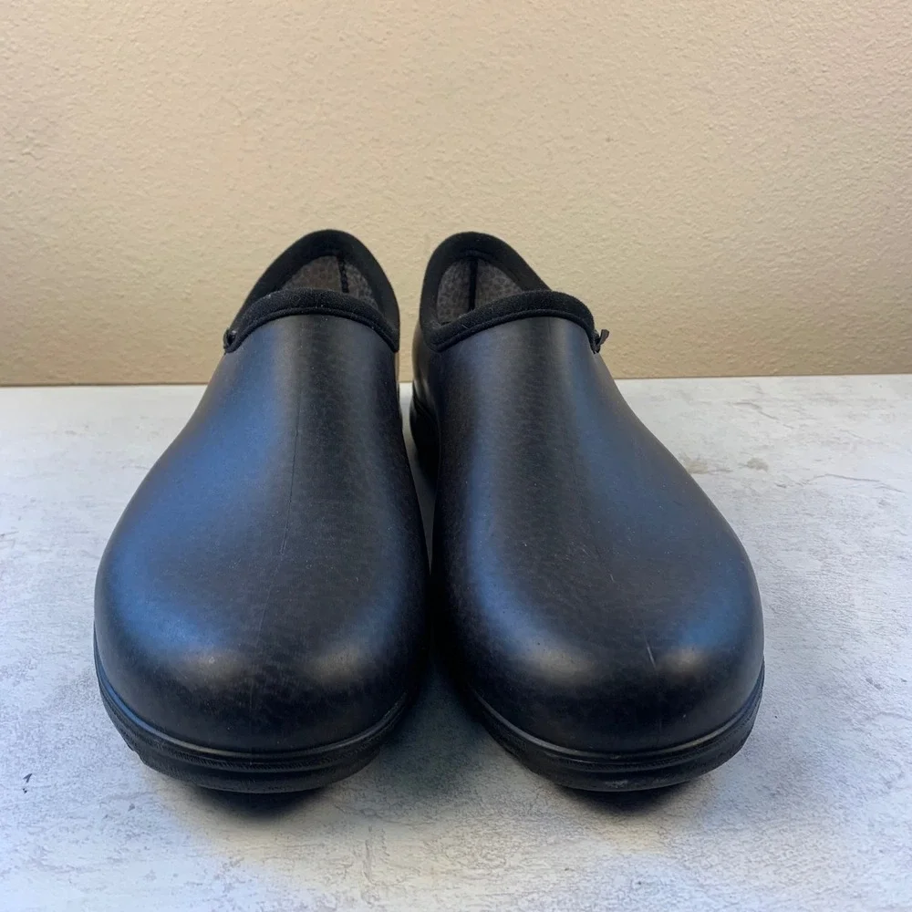 Sloggers Men 12 Garden Shoes Black Textured Waterproof Rubber Slip On Rain Clogs